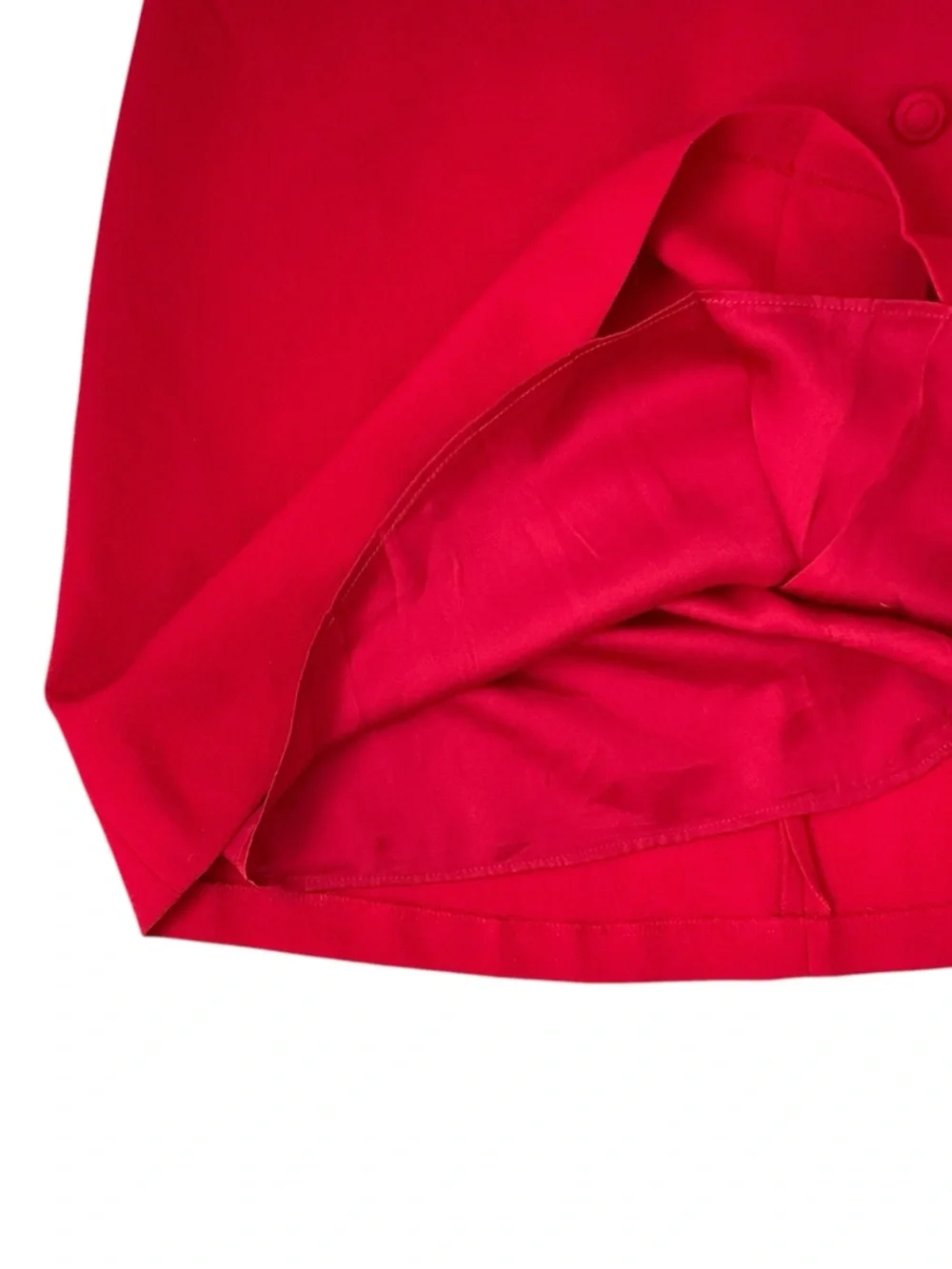 MNG Suit Straight Mini Skirt Classic Buttoned Front Kick Pleat Red Size Size 10 - Picture 8 of 16